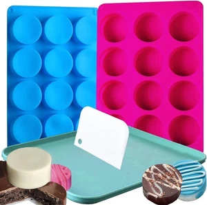 Set Stampo per Cake Puck, Coperto di Cioccolato 2 Confezioni Stampo per Cake Puck con Vassoio, Raschietto - Foto 1 di 6