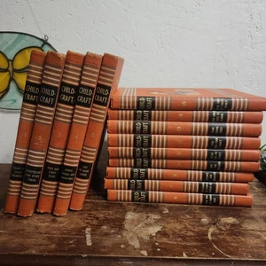 Antique 1954 Childcraft Book Set Orange Homeschool Reference Set Hardcover  - Picture 1 of 18