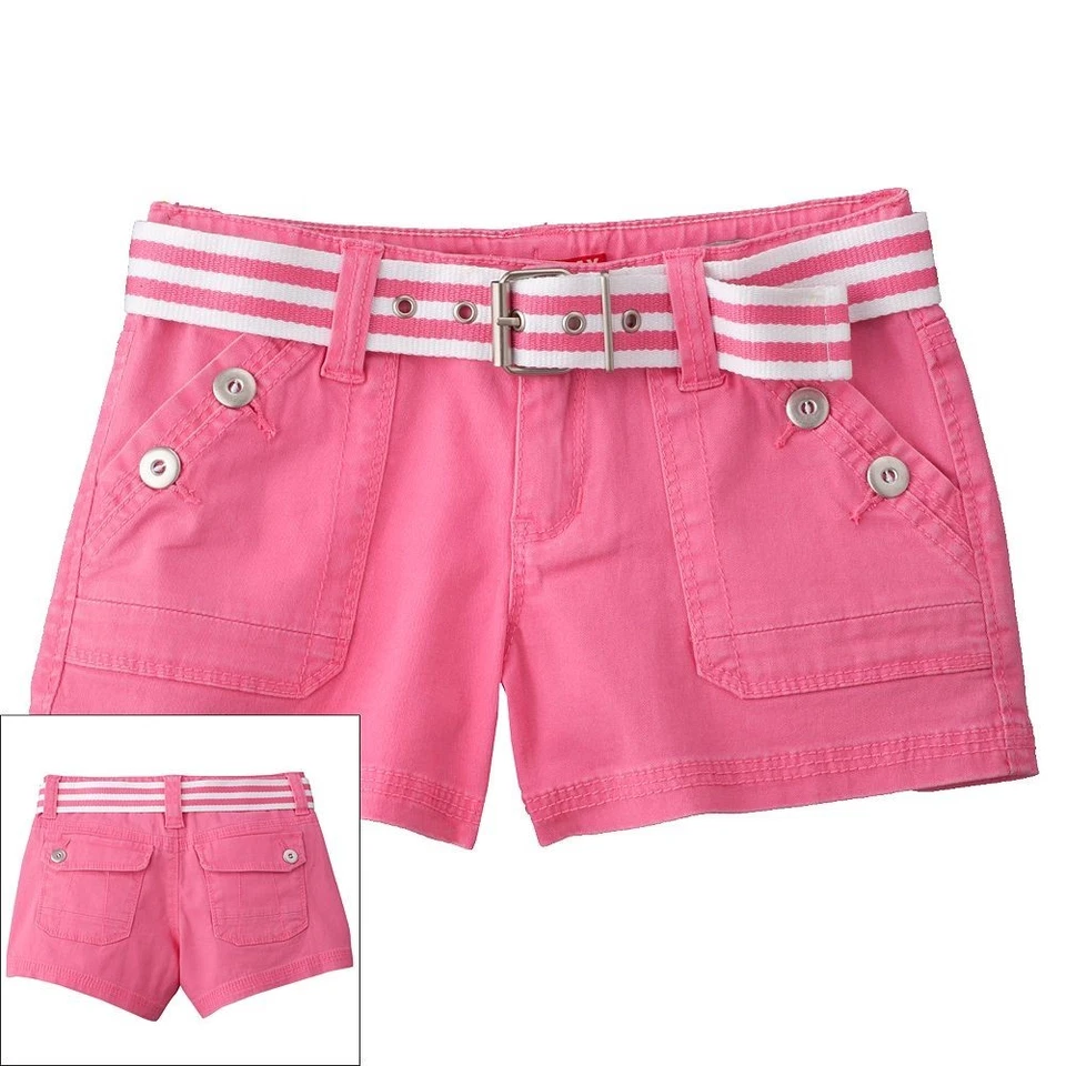 Union Bay Shorts With Matching Belt Size 10 Pink With Tags