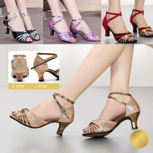 Zapatos de baile latino para mujer suela suave salón de baile práctica de salsa fiesta ballet moderno - Imagen 1 de 15