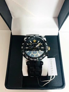 VERSACE BOLD VEJB00722 V-RACE IP BLACK MENS SWISS CHRONOGRAPH WATCH 46 MM NEW - Picture 1 of 13