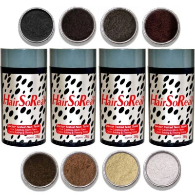 4x Hair So Real 28g - Fibras de queratina para construcción engrosamiento del cabello - HSR HairSoReal Foto 1 de 4