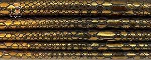 METALLIC BRONZE SNAKE TEXTURED PRINT ON Lamb leather 2 skins 9+sqf 0.9mm #B7696 - Picture 1 of 7