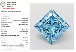 Anello di Fidanzamento Principessa Laboratorio Diamante Coltivato Fantasia Blu Vivo VS1 - Foto 1 di 11