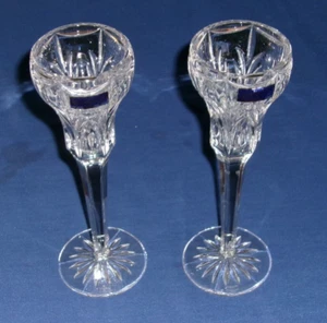 Pair (2) Waterford Crystal Marquis Canterbury 8.5" Tall Taper Candle Holders - Picture 1 of 6