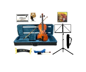 Caraya Full Size 3/4 Violin Set +Stand+Bow+ Foam Case, Bow, Rosin, Spare Strings - Picture 1 of 16