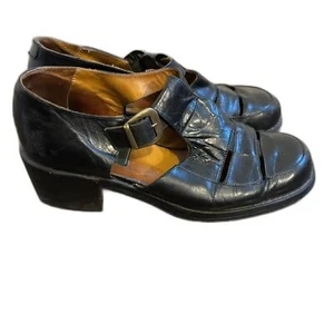 Soho New York Größe 6,5 Vintage 90er Y2K schwarze Halbschuhe Academia vorgefertigtes Leder - Bild 1 von 10