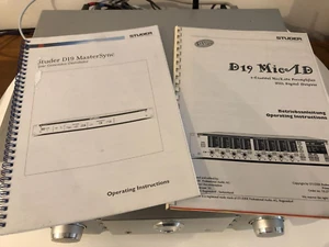 OPERATING INSTRUCTIONS FOR STUDER D19 MASTER SYNC & D19 MIC A/D - Photo 1/6