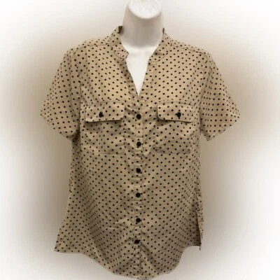 Coral Bay Tan polka dot Button up top SZ Medium Foto 1 de 4
