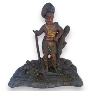 Cast Iron Doorstop Antique Victorian Weathered Scottish Highlander Soldier - Picture 1 of 12