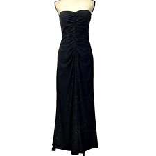 Vintage JS Boutique long black Strapless Sparkle Dress Size 6