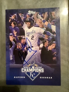 AUTOGRAPHED TOPPS 169/199 ALCIDES ESCOBAR Kansas City Royals 5x7 WORLD SERIES - Picture 1 of 3