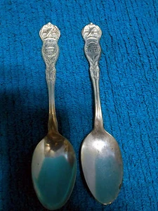 2 Antique Souvenir State Collector Spoon Ohio Pennsylvania Rogers Eagle Crest - Picture 1 of 1