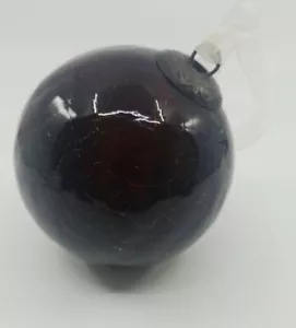 4" Deep Purple Crackle Glass Ornament - Picture 1 of 5
