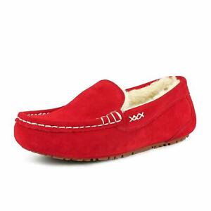 Women's Moccasins Slippers Sheepskin Suede Faux Fur Lined Comfort Slippers