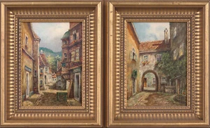 Juego de 2 pinturas al óleo firmadas de colección MARGARETE SCHONY con marcos DURNSTEIN Y SCHEIBBS - Imagen 1 de 3