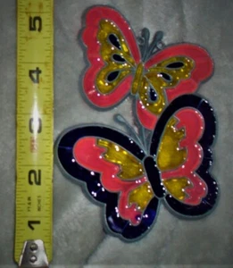 Stained Glass 2 Butterflies Suncatcher Multi-color, Make an Offer, Perfect Cond. - Picture 1 of 4