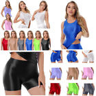 Womens Glossy Sportswear Suit Sleeveless Tank Top Vest With  Fitness Yoga Shorts