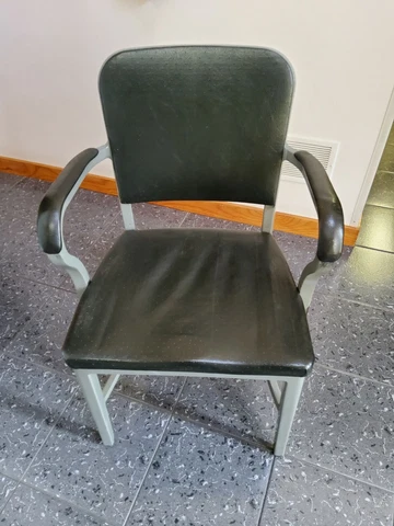 RARE 50'S GOOD FORM VTG. ALUMINUM INDUSTRIAL MID CENTURY PERFERATED VINYL CHAIR Cover