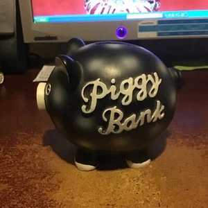 BLACK AND WHITE PIGGY MONEYBOX BIRTHDAY CHRISTMAS KIDS SAVING - Picture 1 of 3