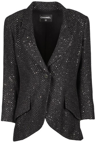 BLAZER CHANEL NERO 2011 PAILLETTES E COTONE FR 38 UK 10