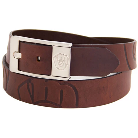 Men's Brown Milwaukee Brewers Brandish Leather Belt Cover