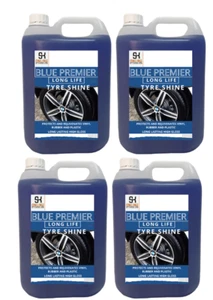 Tyre Shine Blue Silk Silicone Based 4 x 5 Litre Wet Look Long Life Premier Shine - Picture 1 of 2