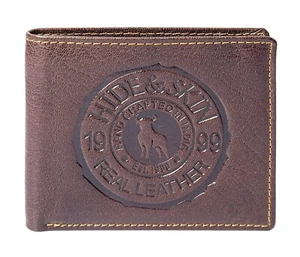 Nueva billetera de cuero para hombre color bloqueo RFID marrón italiano - Imagen 1 de 6