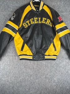 Pittsburgh Steelers Vtg Men’s Leather Letterman Bomber Jacket NFL Logo Sz Medium - Picture 1 of 9