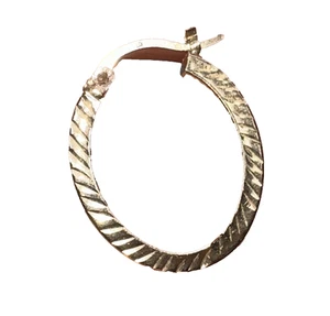 10k Yellow Gold Hoop Earring ONE EARRING Stamped 10k UT Etched Hinged - Picture 1 of 8