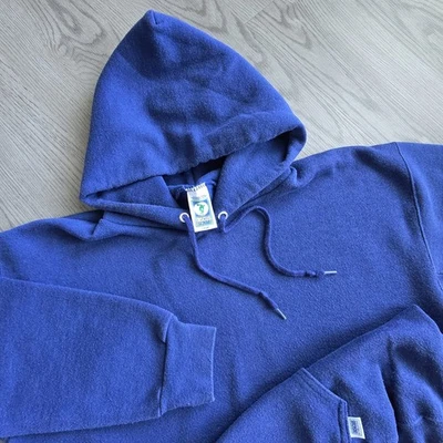 Moletom com capuz masculino vintage anos 80 Discus Athletic branco grande azul Gusets  - Imagem 1 de 4