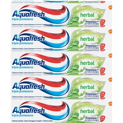 Aquafresh Triple Protection Herbal 3 in 1 Toothpaste 75ml / 2.55oz (Pack Of 5) - Image 1 of 4