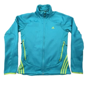 Adidas Outdoor Womens Running Track Jacket L Turquoise Blue Climawarm Fleece - Picture 1 of 24