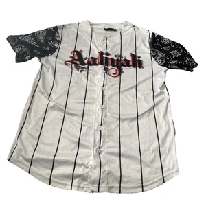 Camisa Jersey Estilo Béisbol Aaliyah Blanca Con Rayas Y Mangas Paisley S - Imagen 1 de 11
