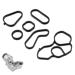 COOLER GASKET SEAL 6pcs/set Automotives Black Cooler Housing Oil Filter - Picture 1 of 10