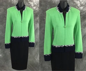 BEAUTIFUL st john collection knit jacket green blue multi suit blazer size 4 - Picture 1 of 7