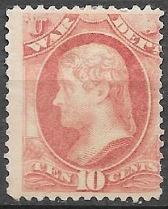 USA 1873 Official Stamps 10c War Scott O88 Mint Hinged original gum see scans - Picture 1 of 2