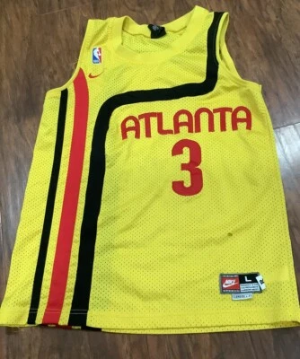 Nike Shareef Abdur Rahim 1974 Yellow ATLANTA HAWKS NBA Team Swingman JERSEY L - Image 1 of 4