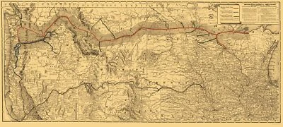 Mapa ferroviario - Ferrocarril del Pacífico Norte - Rand McNally 1882 - 23 x 51,21 Foto 1 de 4