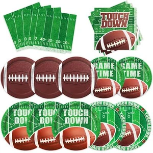 144 PCS Football Party Supplies Set Includes Dinner Plates Dessert Plates Nap... - Picture 1 of 7
