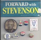 Adlai Stevenson Presidential Campaign Lot ~ Pins Tabs Decal Stamp ~ 9 Items!