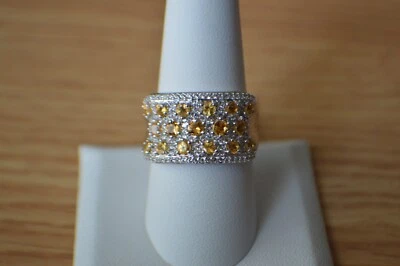 3.20ct Spessartite Mandarin Garnet / Zircon Ring Rhodium over Fine Silver Size 9 - Image 1 of 4