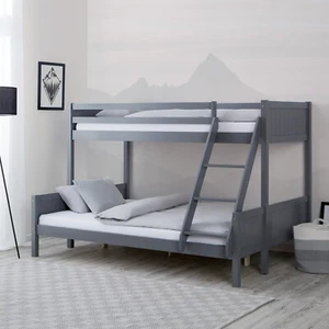 Etagenbett Kinderbett 90x200 140x200 Grau Kiefer Massiv Lattenrost Homestyle4u - Bild 1 von 12