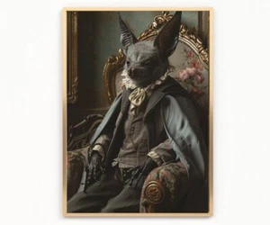 Vampir Fledermaus Druck Dark Academia BILD Gothic Wanddeko Goth A4 UNGERAHMT - Bild 1 von 1