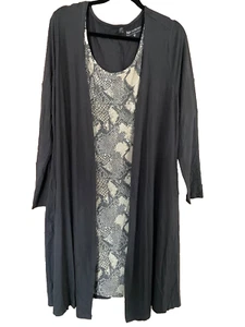 Bonprix Kaleidoscope Plus Sz XL Fit 22 24 26 Grey 2 in 1 DRESS Cardi Snakeprint - Picture 1 of 3