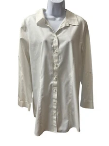 Chicos Non-Iron Cotton Long Sleeve Button Down Size 3.5/XL/18 White - Picture 1 of 7