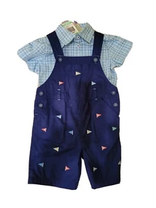 First Impressions Baby Boys’ 2-Piece Flag Cargo Pant/ Check Shirt 18 Months - Picture 1 of 8