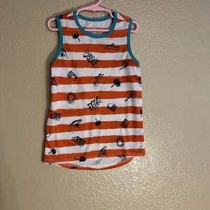 Wonder Nation Small (6-7) Boys Tank Top Nautical Beach themed  white and Blue - Picture 1 of 4