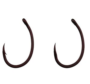 Camo Brown Wide Gape with Curved Shank & Off Set Point-Teflon Coated Carp Hooks - Picture 1 of 9
