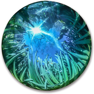 Stainless Steel Blue Gazing Mirror Ball, 10", Blue